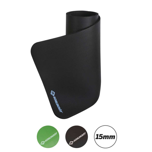 Schildkröt Fitnessmatte, 15 mm, Schwarz, mit Tragegurt